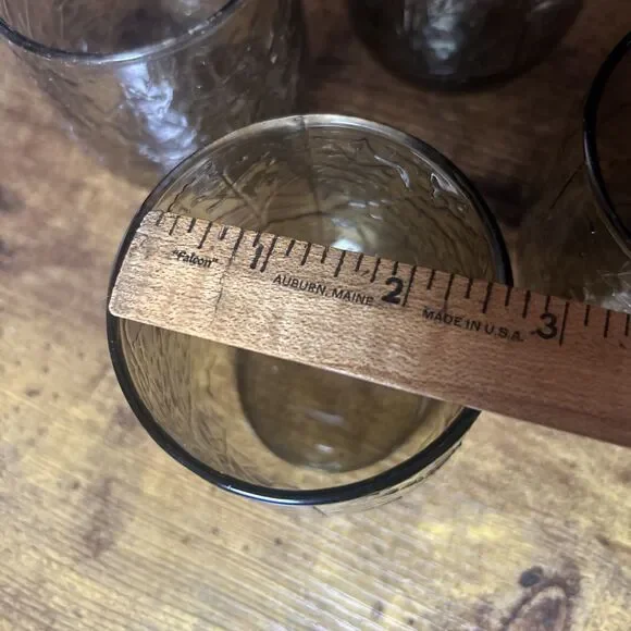 Anchor Hocking Sherwood Spicy Brown on the Rocks set of four Short Glasses 70’s - Picture 9 of 10